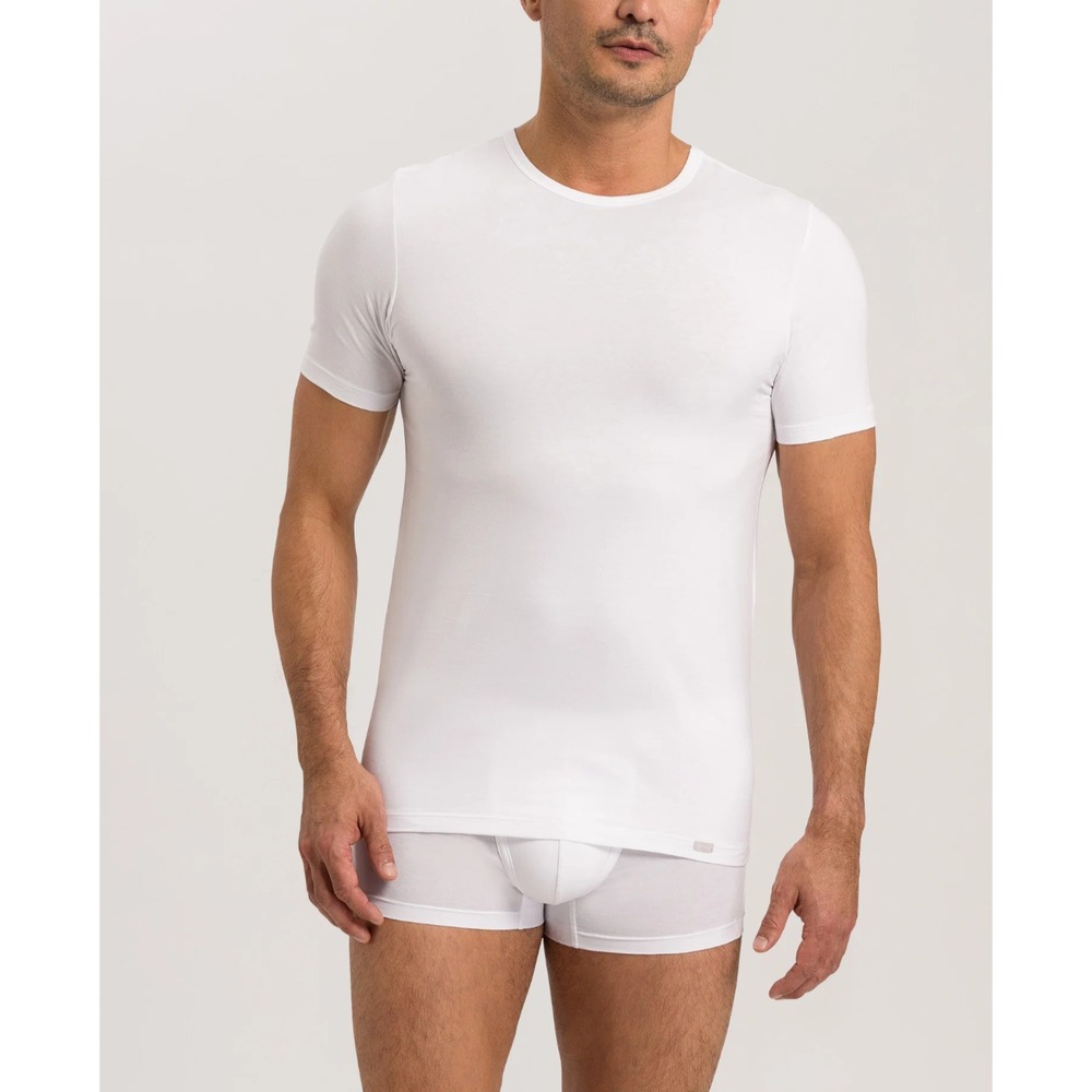 Hanro Cotton Essentials Tee Men S White Short Sleeve Lightweight Luxury Basic
